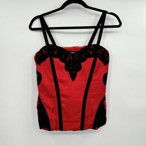 Vintage Y2K Bebe Womens Bustier Corset Top Size M Whimsigoth Vamp Lace Up Satin